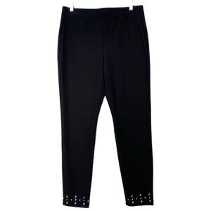 Michael Kors Women's Black Stretch Knit Straight Leg Silver Studded Hem Size L
